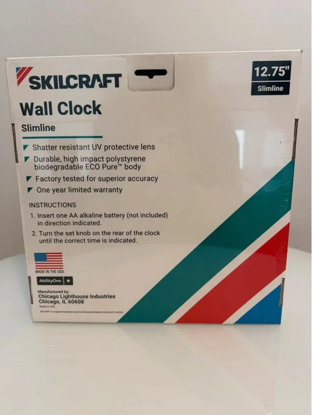 Skilcraft 12/24 Hour Slimline Wall Clock